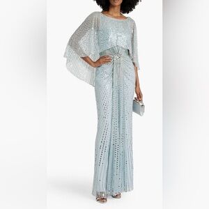 Jenny Packham Silver and Blue Sequin Dress